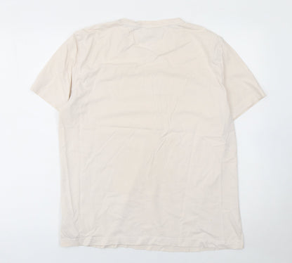 Tommy Hilfiger Men's Beige XL Organic Cotton Logo T-Shirt
