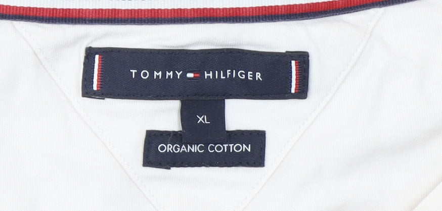 Tommy Hilfiger Men's Beige XL Organic Cotton Logo T-Shirt