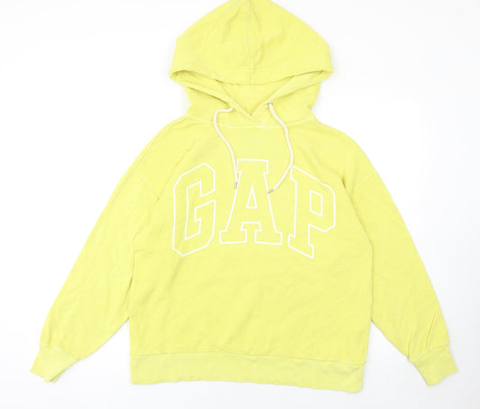 GAP Women Yellow Pullover Hoodie Small Cotton Blend Sweatshirt