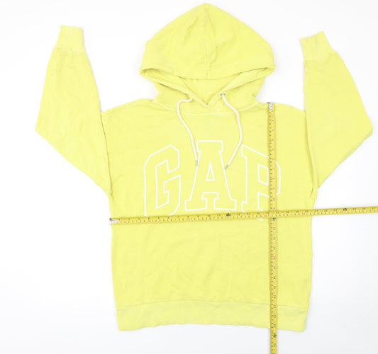 GAP Women Yellow Pullover Hoodie Small Cotton Blend Sweatshirt