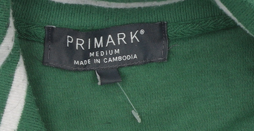 Primark Men's Green 1/4 Zip Athletic Club Graphic Sweatshirt Medium