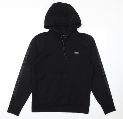 Mens UK Size XS American Eagle Black Pullover Hoodie