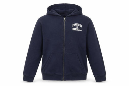 Front view of Franklin & Marshall boys’ blue full zip hoodie 12-13 years