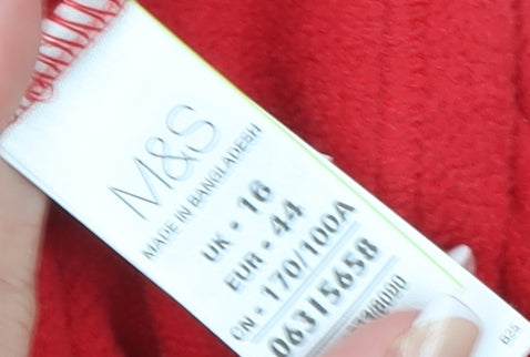 Marks and Spencer Women Red Fleece Full Zip Jacket Size 16