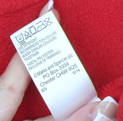 Marks and Spencer Women Red Fleece Full Zip Jacket Size 16