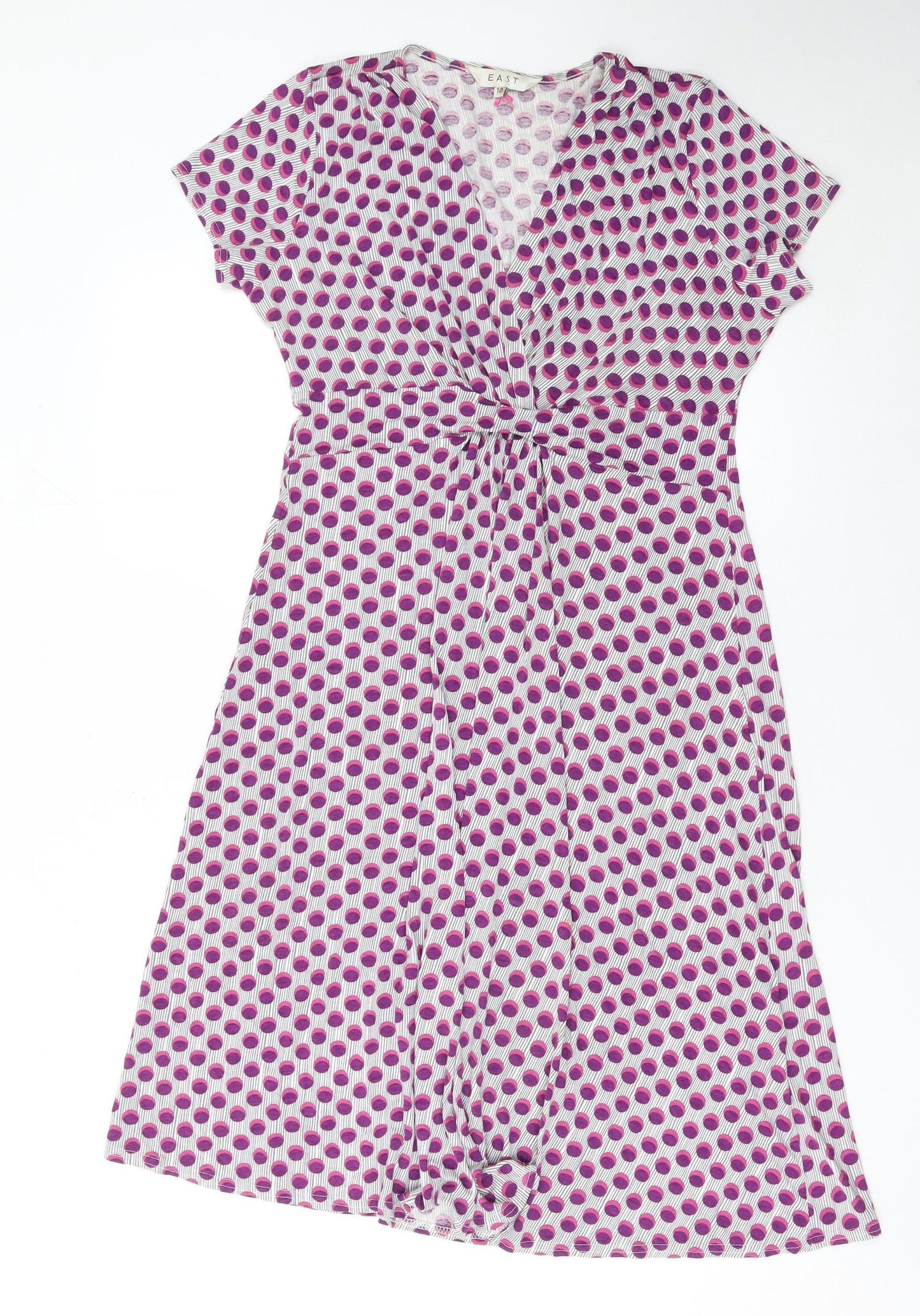 East Women Pink Polka Dot Stretch Shift Dress Size 10