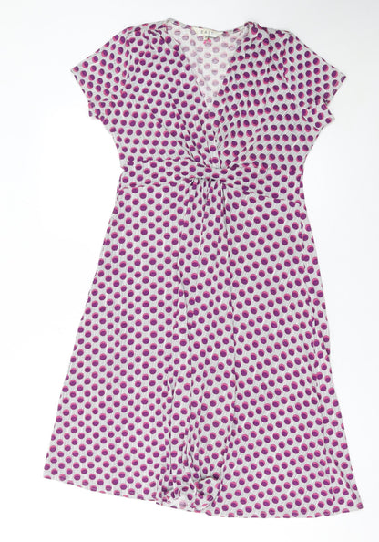 East Women Pink Polka Dot Stretch Shift Dress Size 10