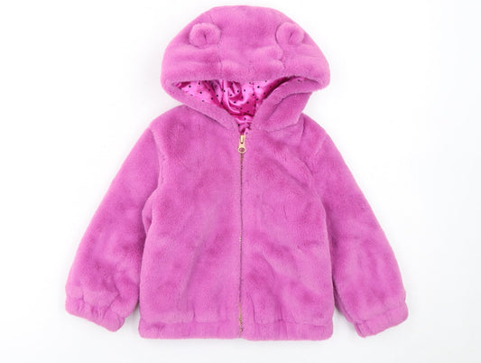 Nutmeg Girls Pink Faux Fur Hooded Winter Jacket 9-12 Months