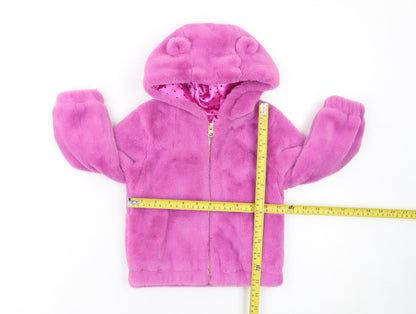Nutmeg Girls Pink Faux Fur Hooded Winter Jacket 9-12 Months