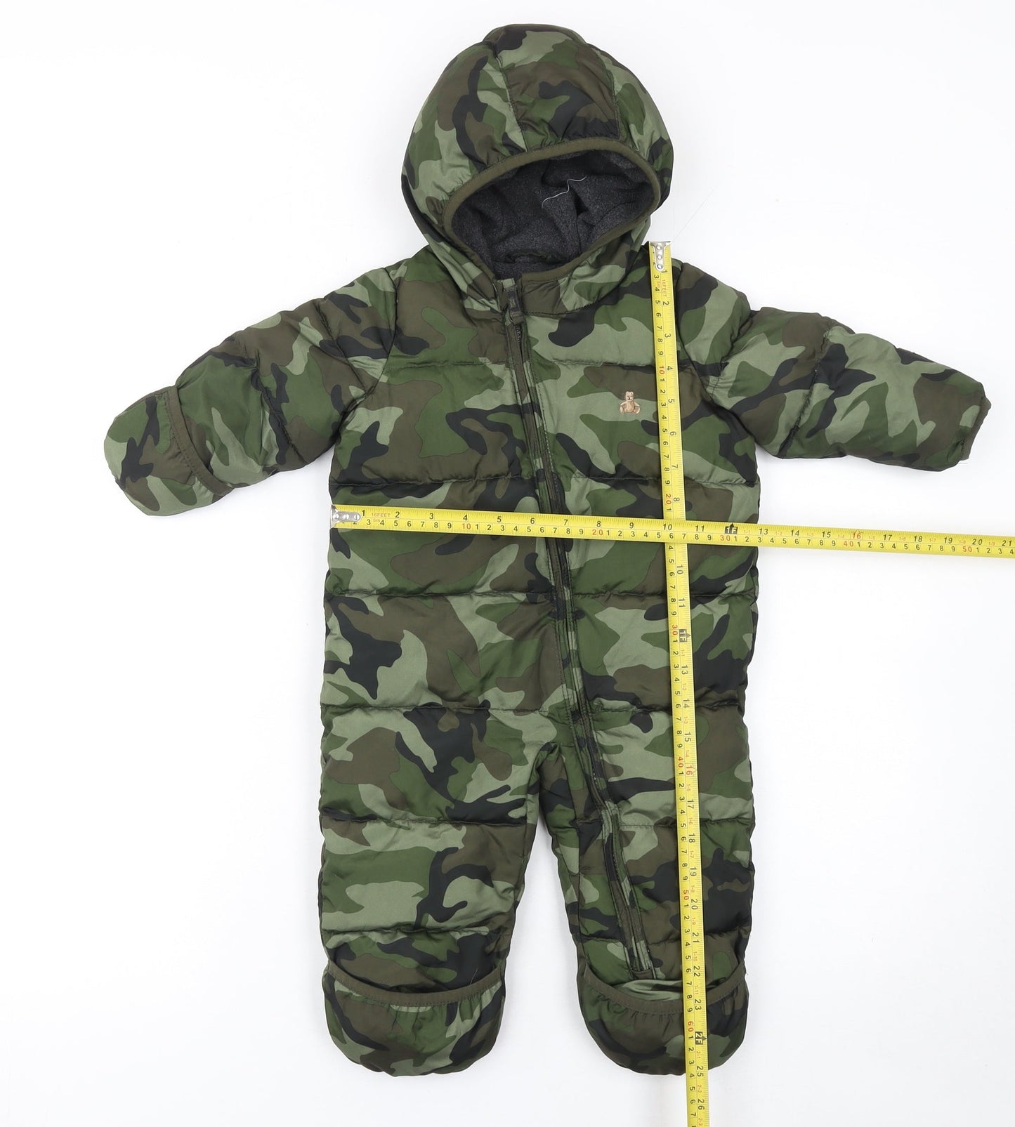 babyGap Unisex Baby Green Camouflage Puffer Snowsuit 6-12 Months Hooded Winter