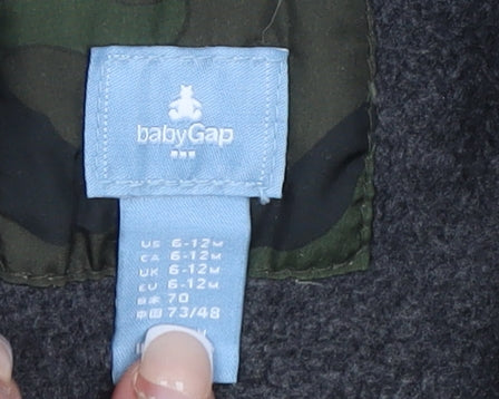babyGap Unisex Baby Green Camouflage Puffer Snowsuit 6-12 Months Hooded Winter