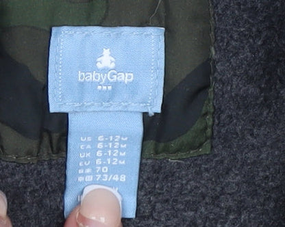 babyGap Unisex Baby Green Camouflage Puffer Snowsuit 6-12 Months Hooded Winter