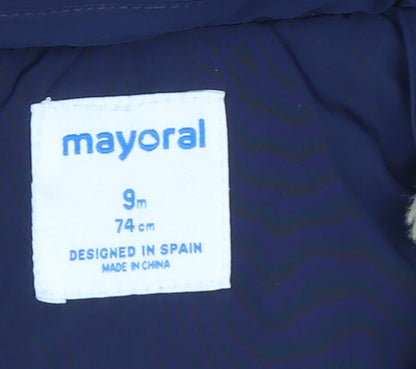 Mayoral Unisex Baby Blue 9-12 Months Hooded Puffer Jacket