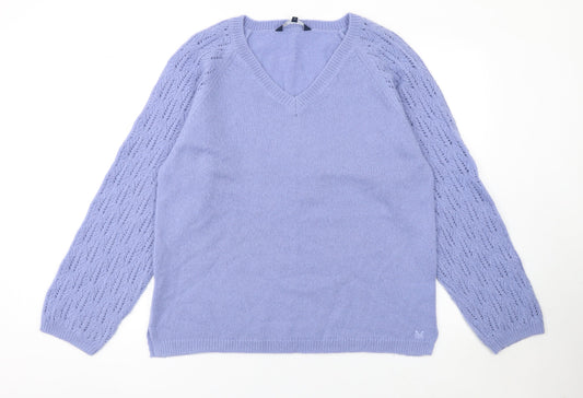 Crew Clothing Women’s Purple V-Neck Wool Cashmere Jumper Size 16