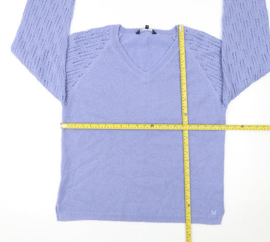 Crew Clothing Women’s Purple V-Neck Wool Cashmere Jumper Size 16