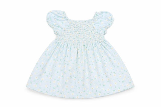 Little Me Girls Blue Floral Smocked A-Line Dress 24 Months