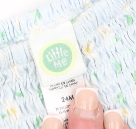 Little Me Girls Blue Floral Smocked A-Line Dress 24 Months