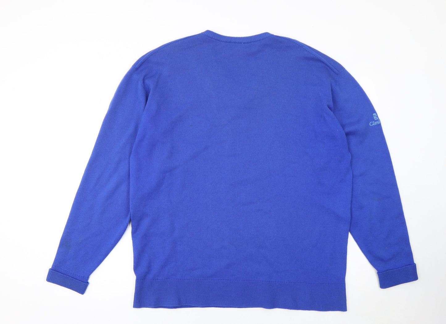Glenbrae Mens Blue Wool V-Neck Golf Jumper Size L