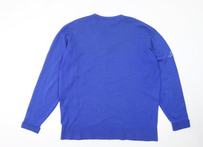 Glenbrae Mens Blue Wool V-Neck Golf Jumper Size L