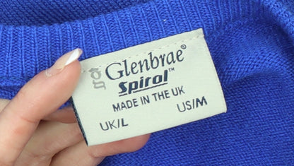 Glenbrae Mens Blue Wool V-Neck Golf Jumper Size L