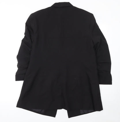 ASOS Design Womens Black Longline Single-Breasted Suit Blazer UK 16