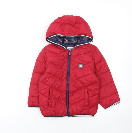 Mayoral Unisex Baby Red Puffer Jacket 18-24 Months Hooded Quilted Coat