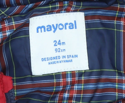 Mayoral Unisex Baby Red Puffer Jacket 18-24 Months Hooded Quilted Coat