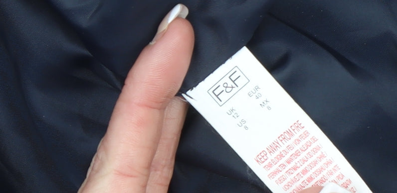 F&F Women's Blue Hooded Quilted Puffer Jacket Size 12