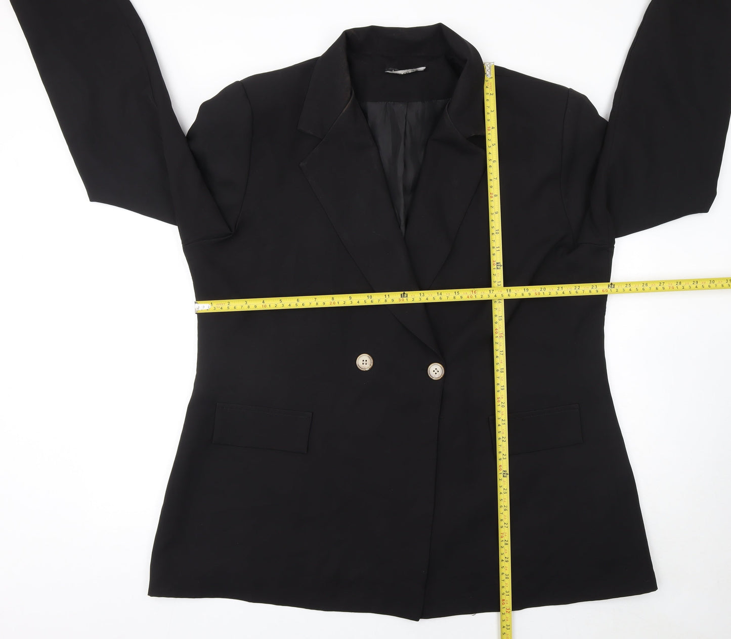 Boohoo Women Black Size 22 Double-Breasted Blazer Jacket