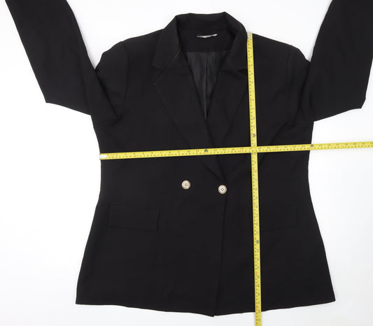 Boohoo Women Black Size 22 Double-Breasted Blazer Jacket