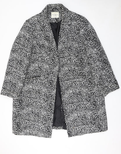 George Women’s Grey Animal Print Mid-Length Wool Blend Coat Size 20