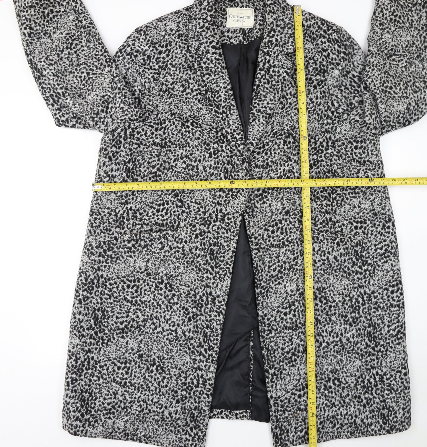 George Women’s Grey Animal Print Mid-Length Wool Blend Coat Size 20