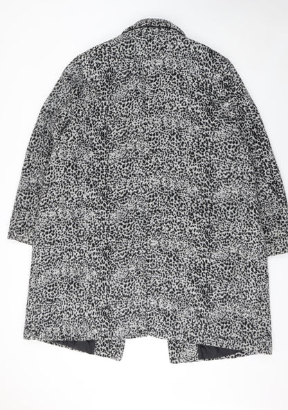 George Women’s Grey Animal Print Mid-Length Wool Blend Coat Size 20