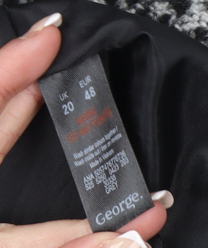 George Women’s Grey Animal Print Mid-Length Wool Blend Coat Size 20