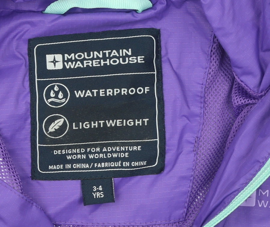 Girls UK Size 3-4 Years Mountain Warehouse Purple Rain Coat