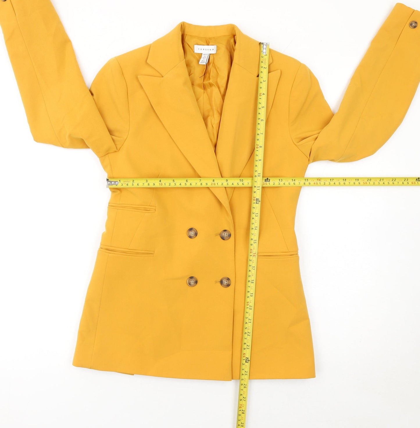 Womens UK Size 4 Topshop Regular Yellow Blazer