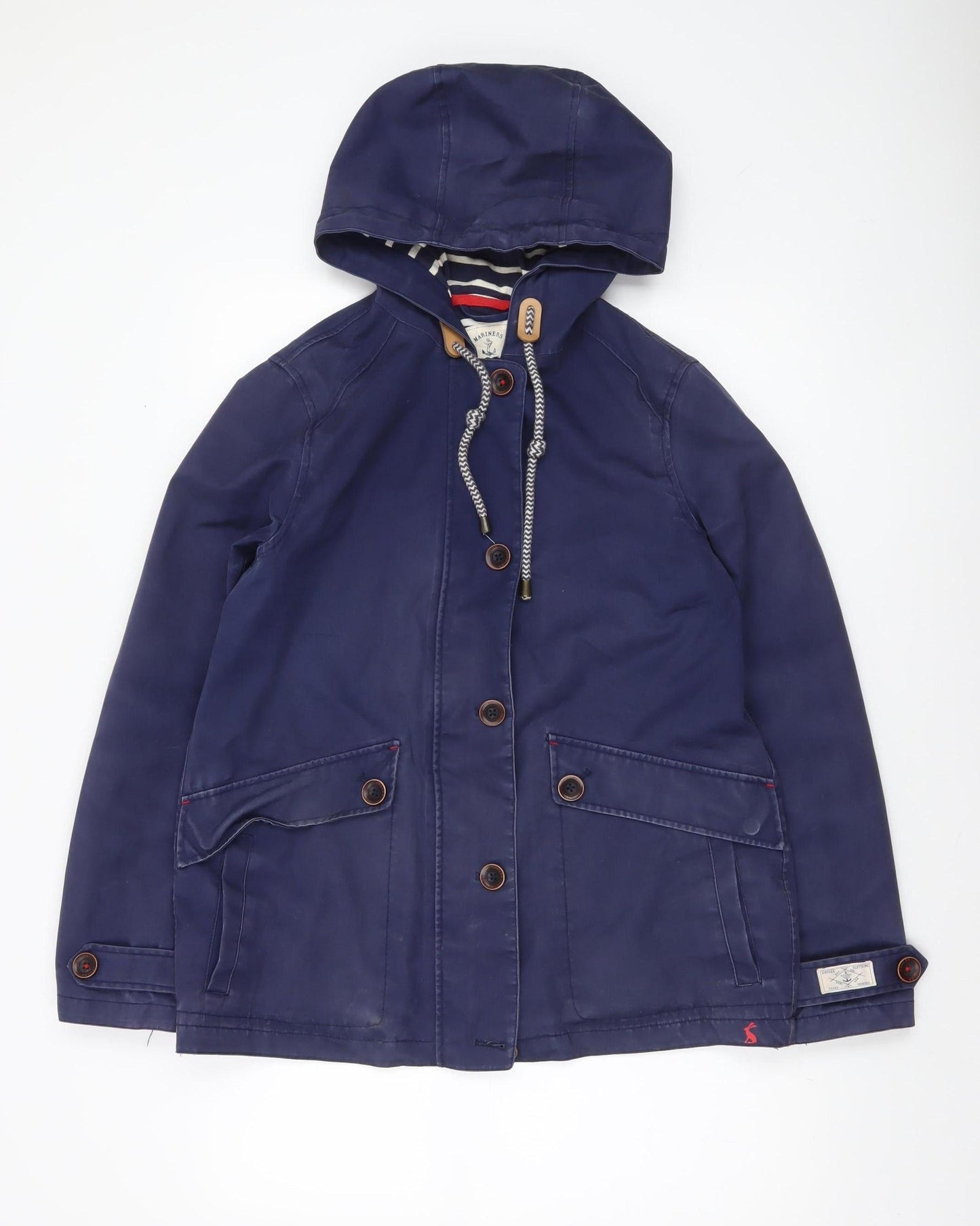 Joules Women's Blue Waterproof Hooded Rain Coat Jacket Size 12