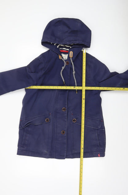 Joules Women's Blue Waterproof Hooded Rain Coat Jacket Size 12