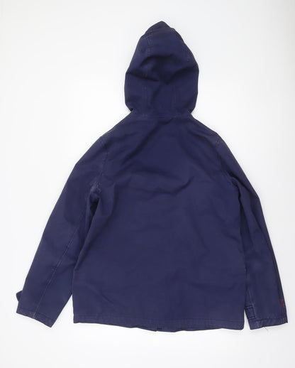 Joules Women's Blue Waterproof Hooded Rain Coat Jacket Size 12
