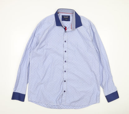 Advise Men's Blue 2XL Slim Fit Long Sleeve Dress Shirt