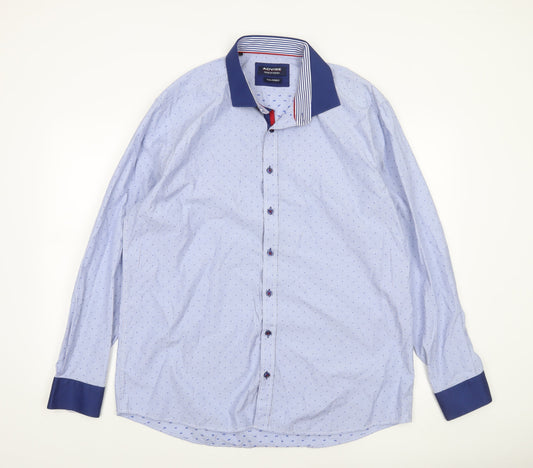 Advise Men's Blue 2XL Slim Fit Long Sleeve Dress Shirt