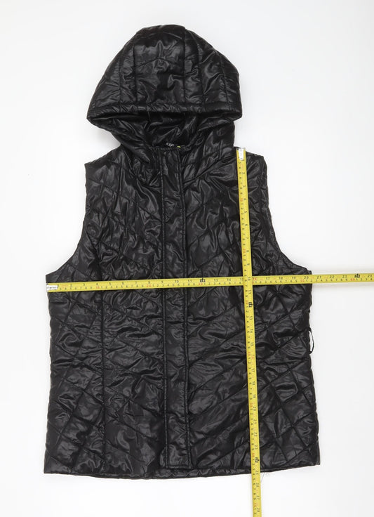 F&F Women’s Black Quilted Hooded Waistcoat Size 16