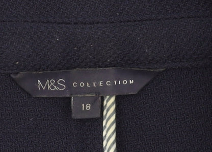 Marks and Spencer Women's Navy Blue Classic Two-Button Blazer Size 18
