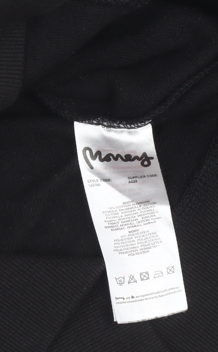 Womens UK Size 12 Money Black Pullover Hoodie