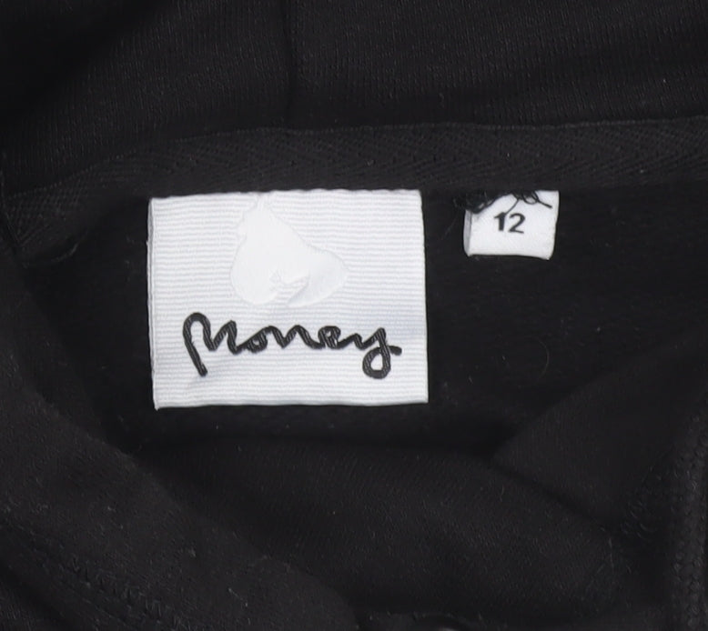 Womens UK Size 12 Money Black Pullover Hoodie