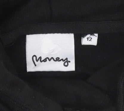Womens UK Size 12 Money Black Pullover Hoodie