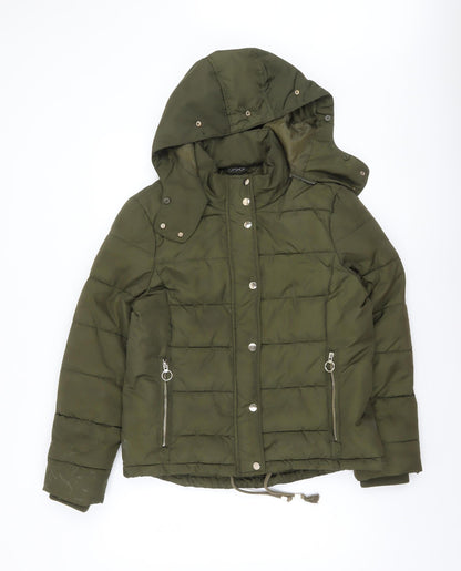 Womens UK Size 14 Topshop Green Puffer Jacket