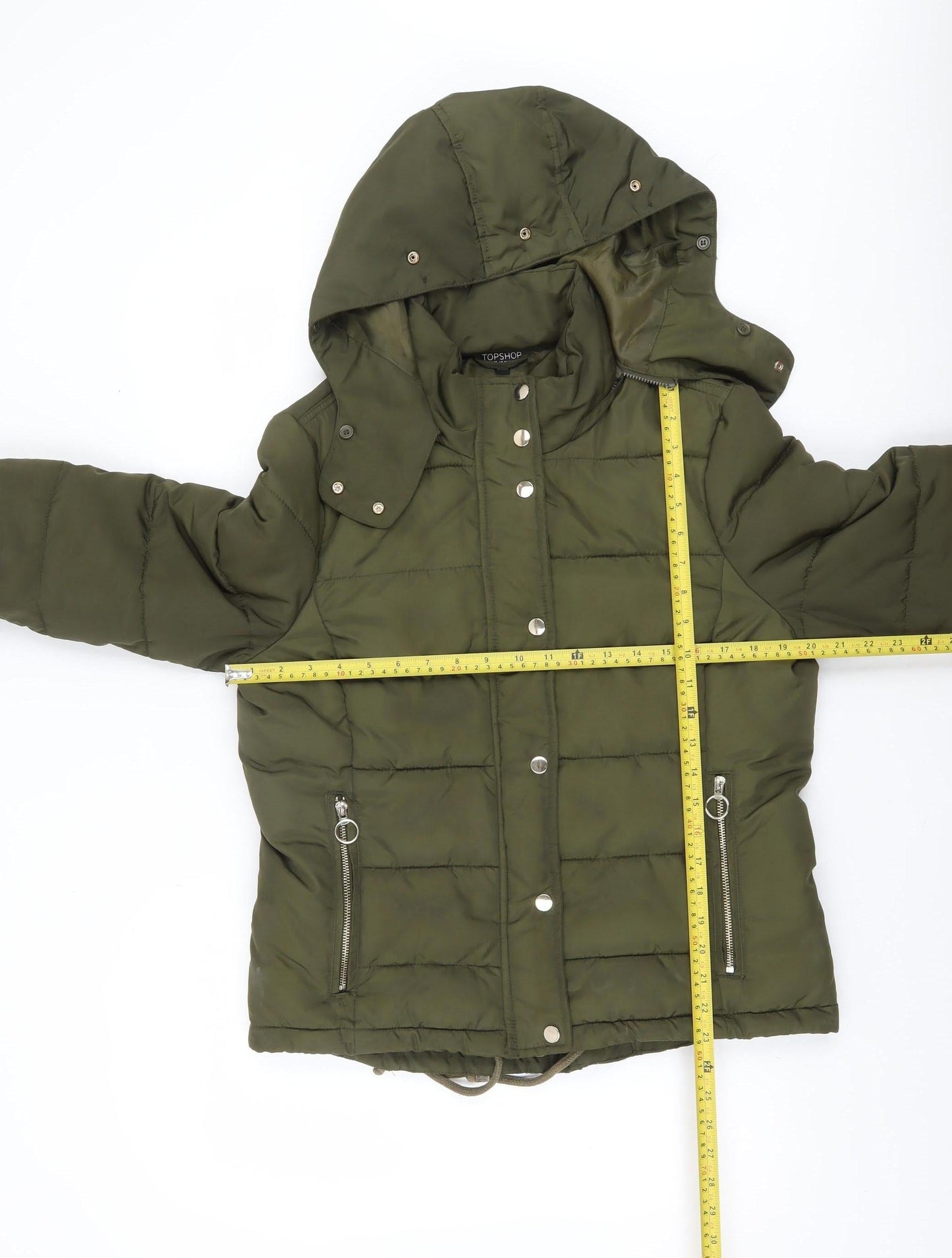 Womens UK Size 14 Topshop Green Puffer Jacket