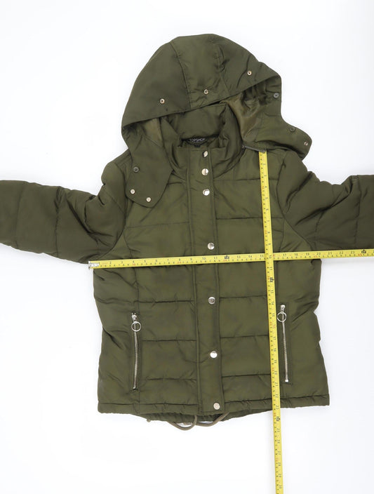 Womens UK Size 14 Topshop Green Puffer Jacket