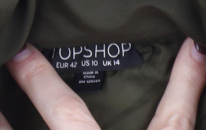 Womens UK Size 14 Topshop Green Puffer Jacket